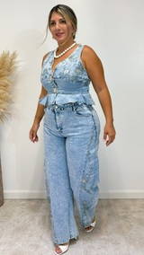 Vintage Bloom Denim Set