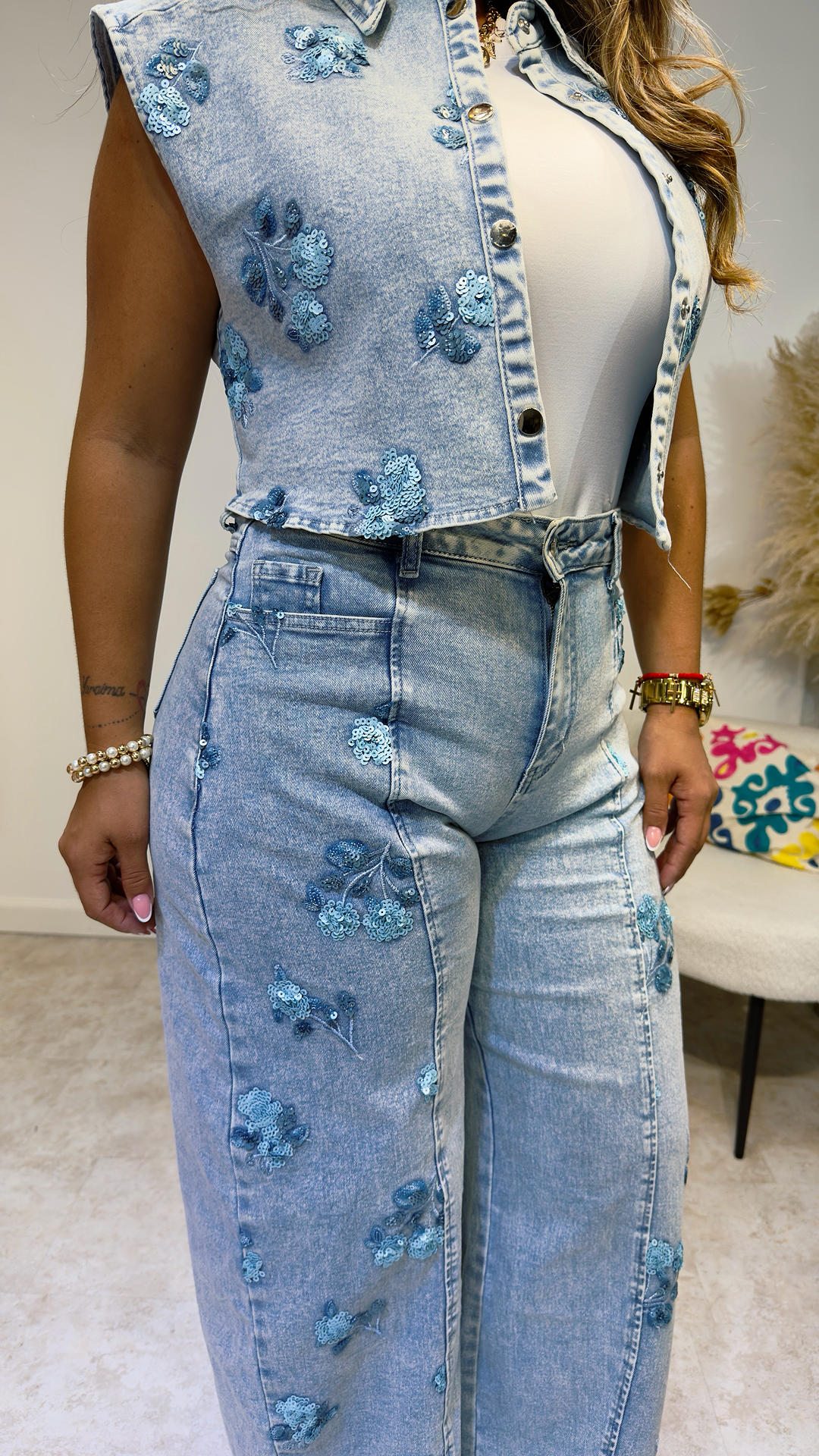 Blue Blossom Denim Set
