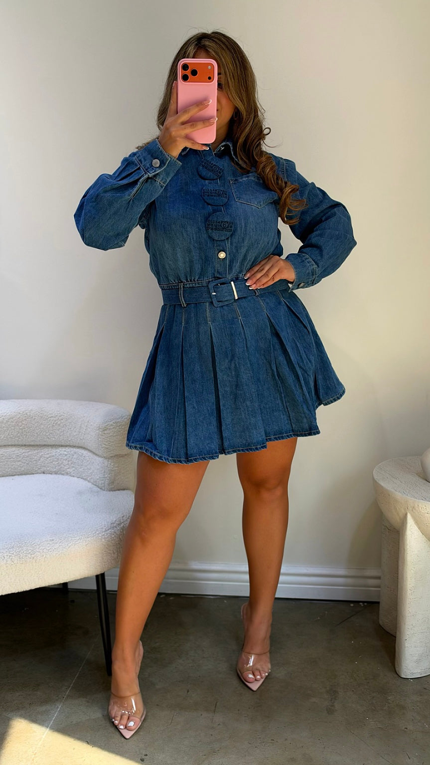 Denim Belle Pleated Dress