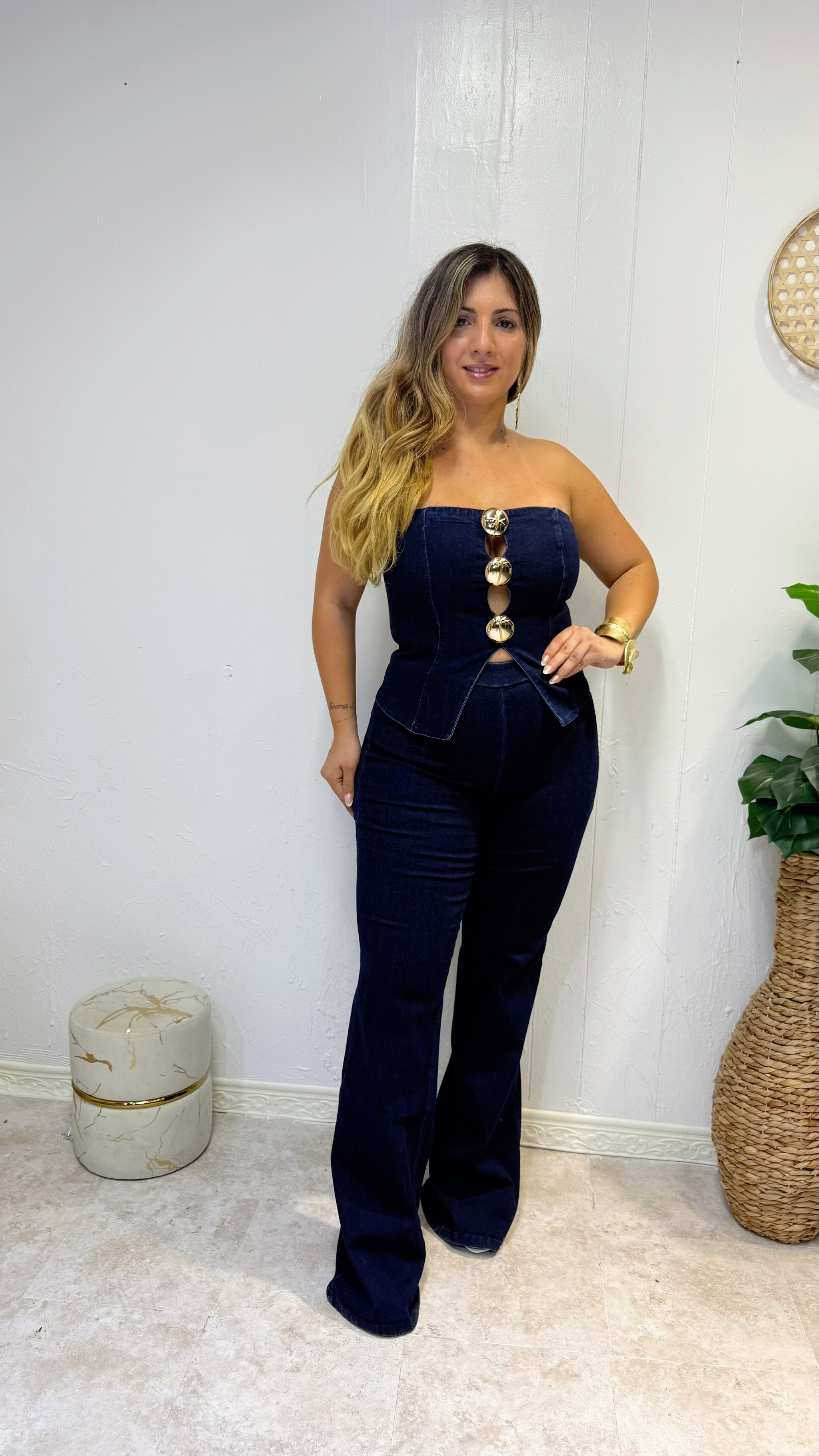 STRAPLESS DENIM SET