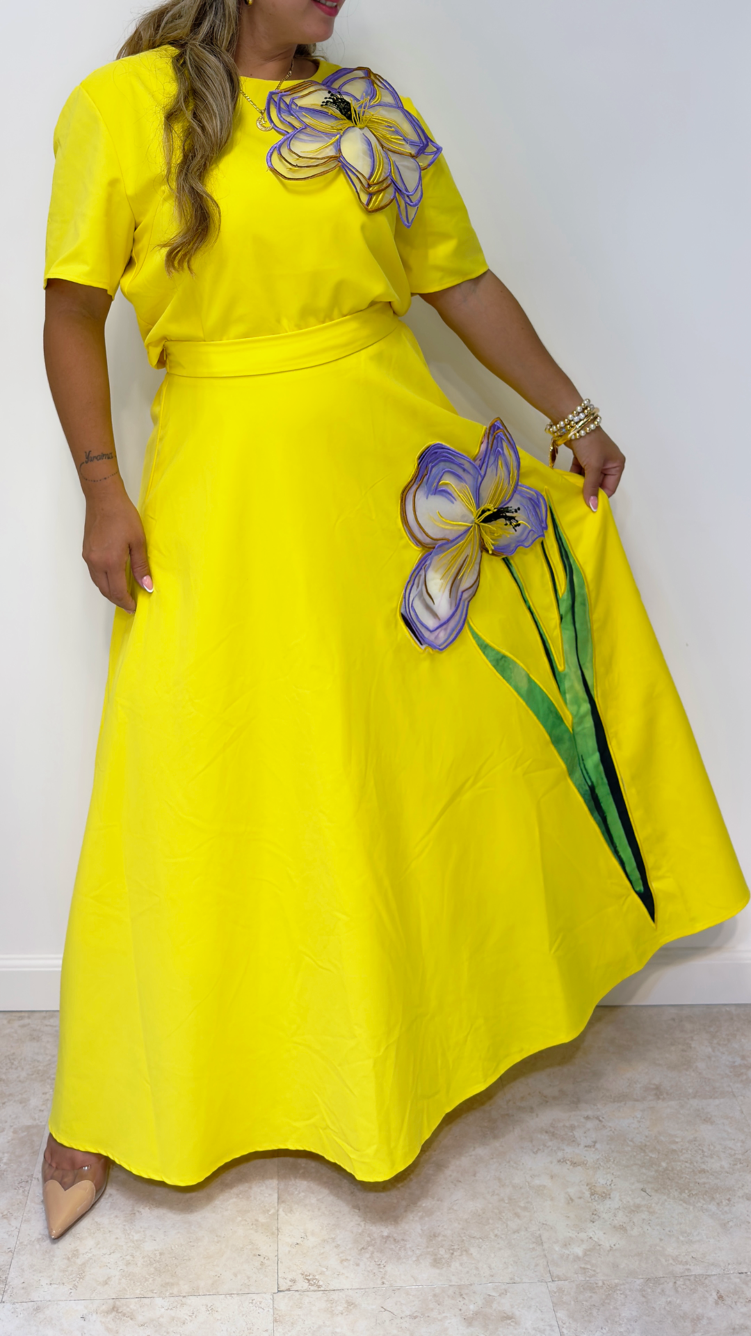 Golden Bloom Skirt Set