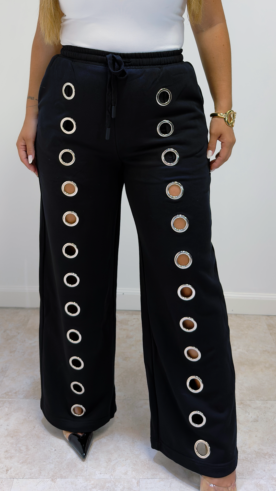 Urban Eyelet Wide-Leg Pants