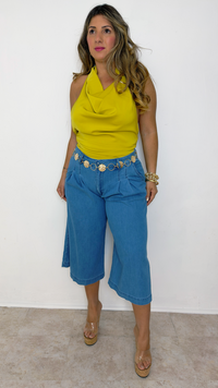 Denim Breeze Culotte Pants