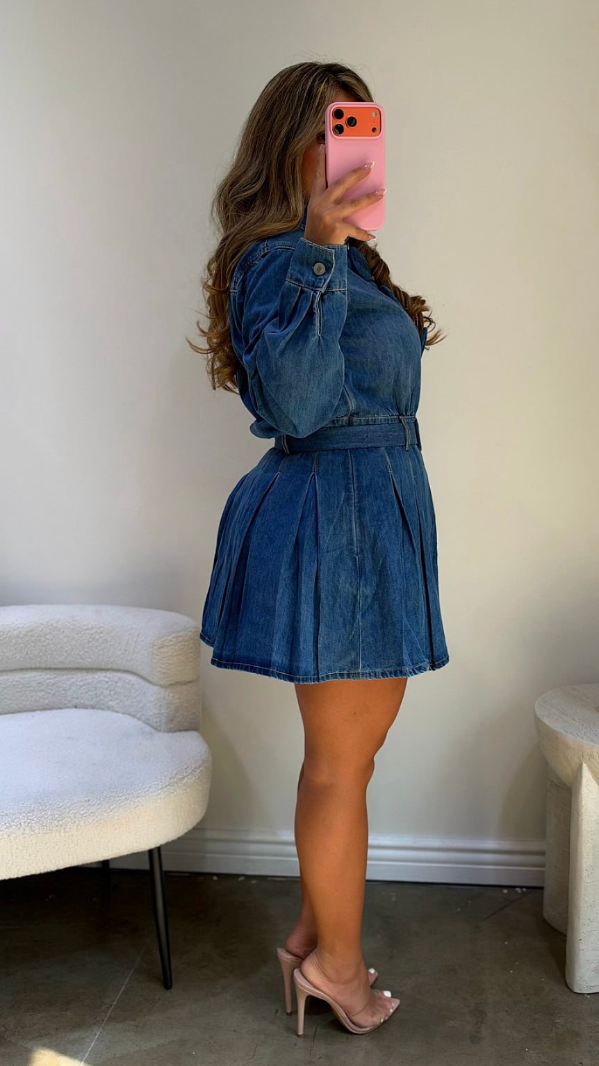 Denim Belle Pleated Dress