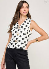BOLG COLLAR BUTTON DOWN POLKA DOT SHIRT