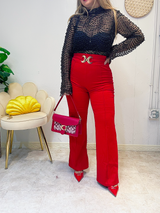 Elegance Palazzo Pants with Gold Buckle