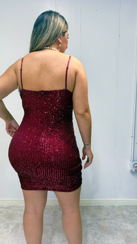 Burgundy Sparkle Mini Dress