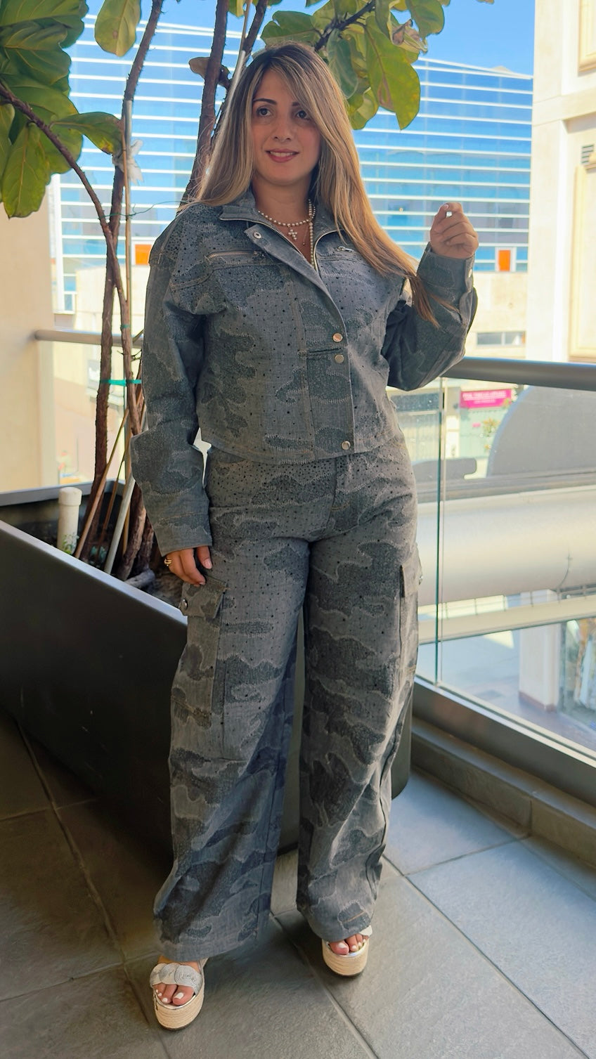 Camo Crystal Denim Set