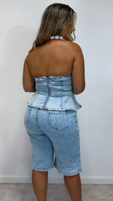 Lace Bloom Denim Set