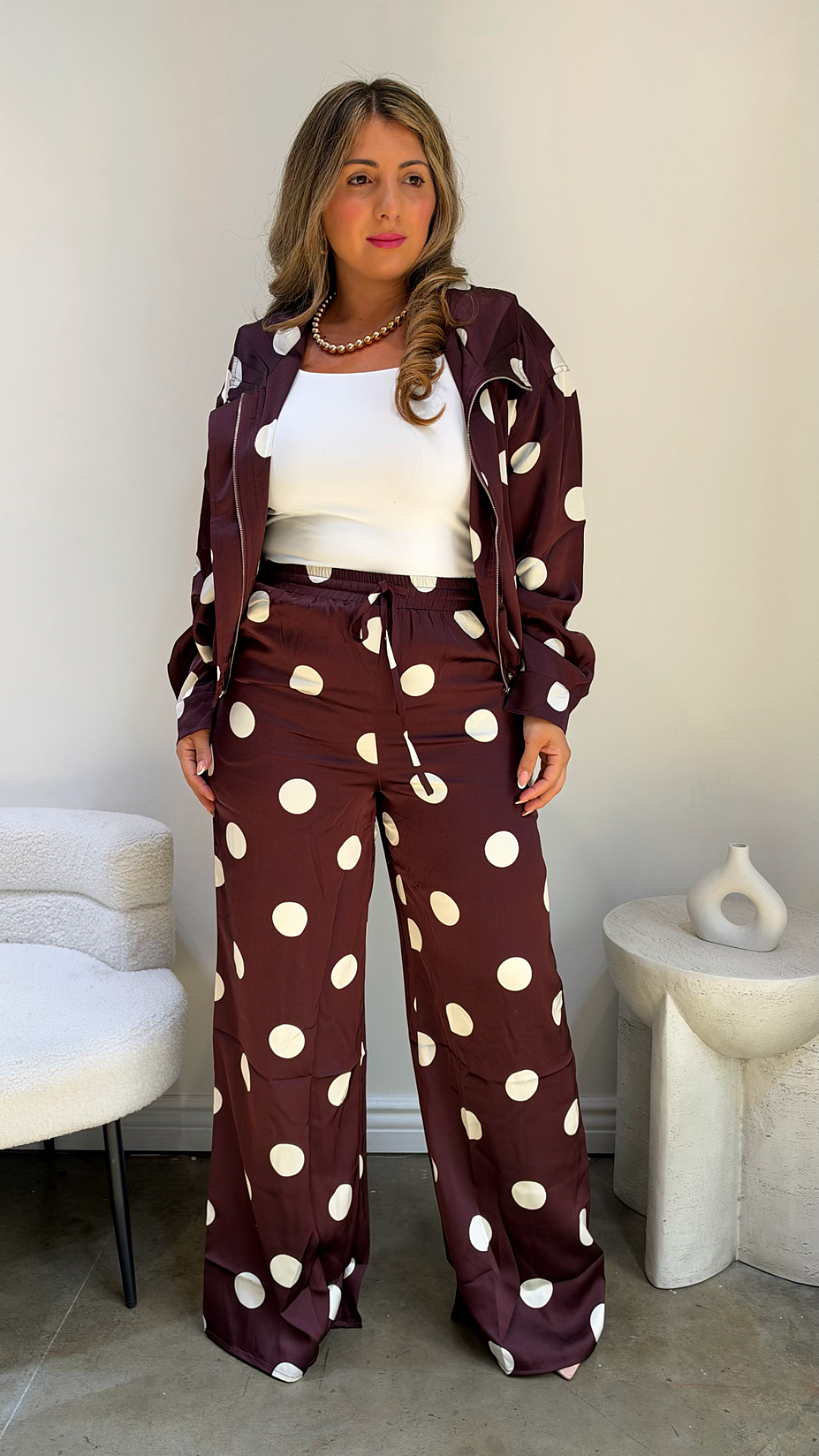 Burgundy Polka Luxe Set