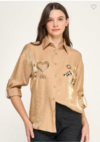 Metal Button Detail Luxer Shirt       (Llega 11-18)