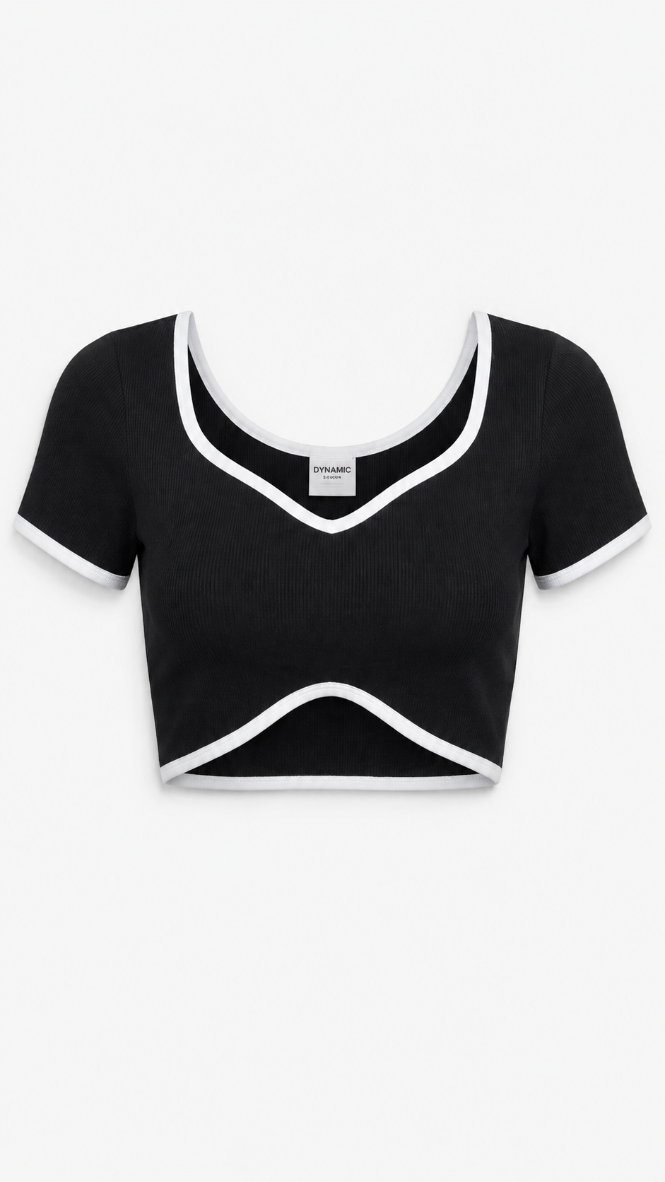 Ribbed Contrast Binding Crop Tee