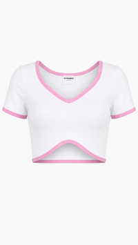 Ribbed Contrast Binding Crop Tee