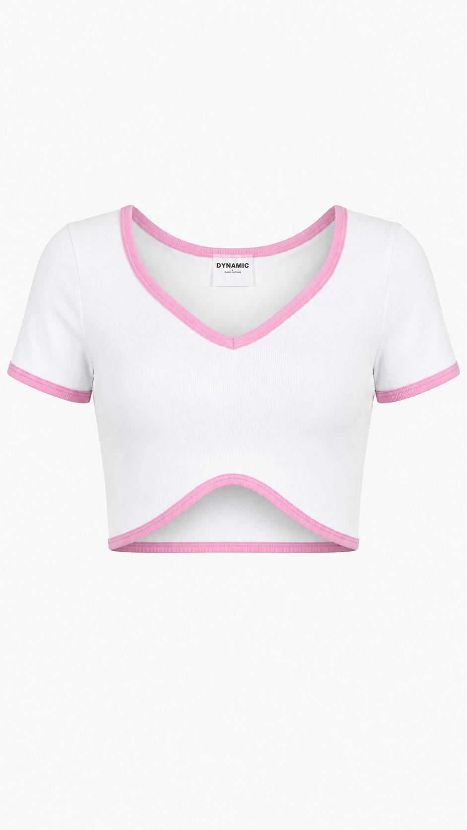 Ribbed Contrast Binding Crop Tee