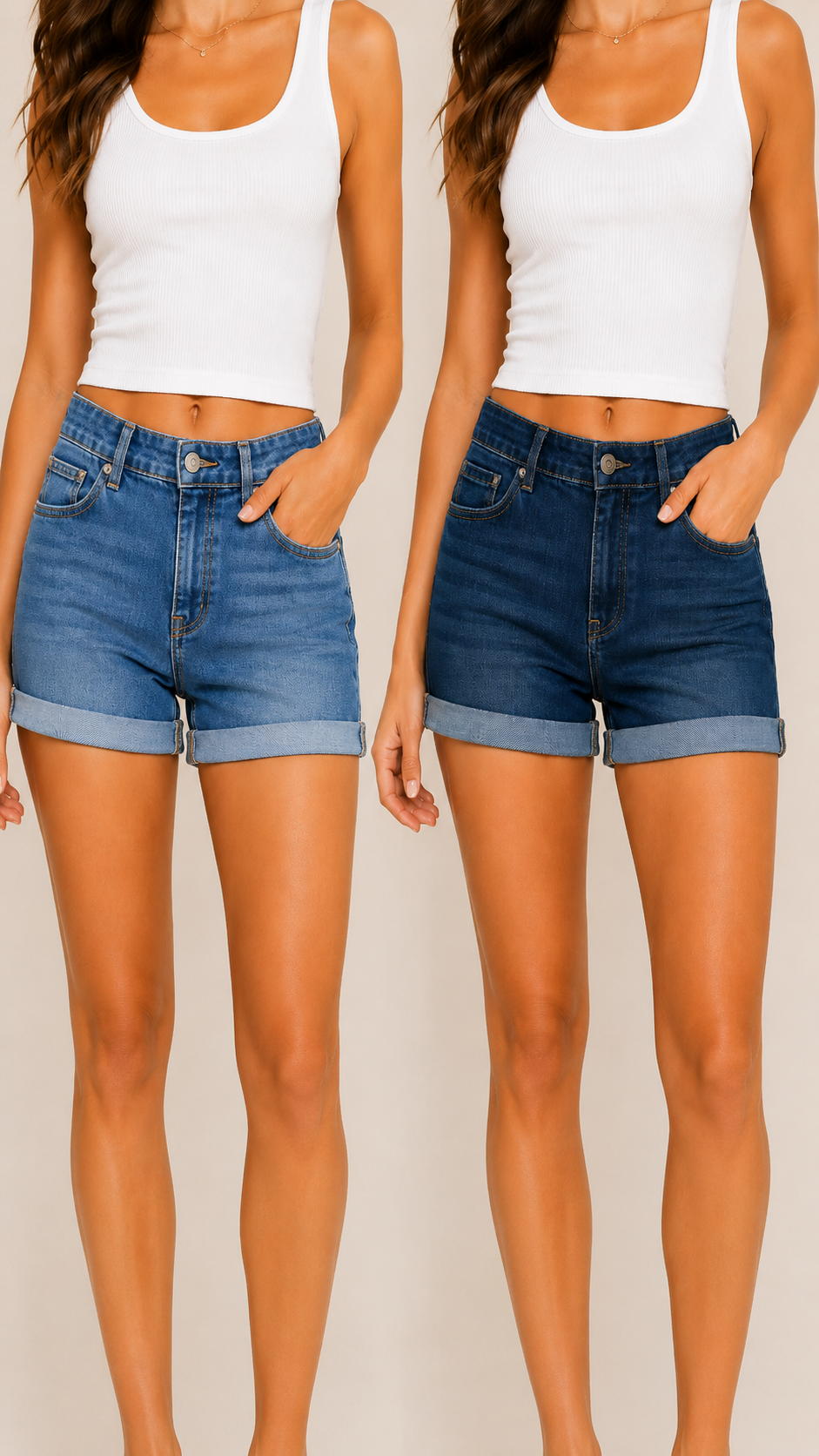 High-Rise Stretch Denim Shorts