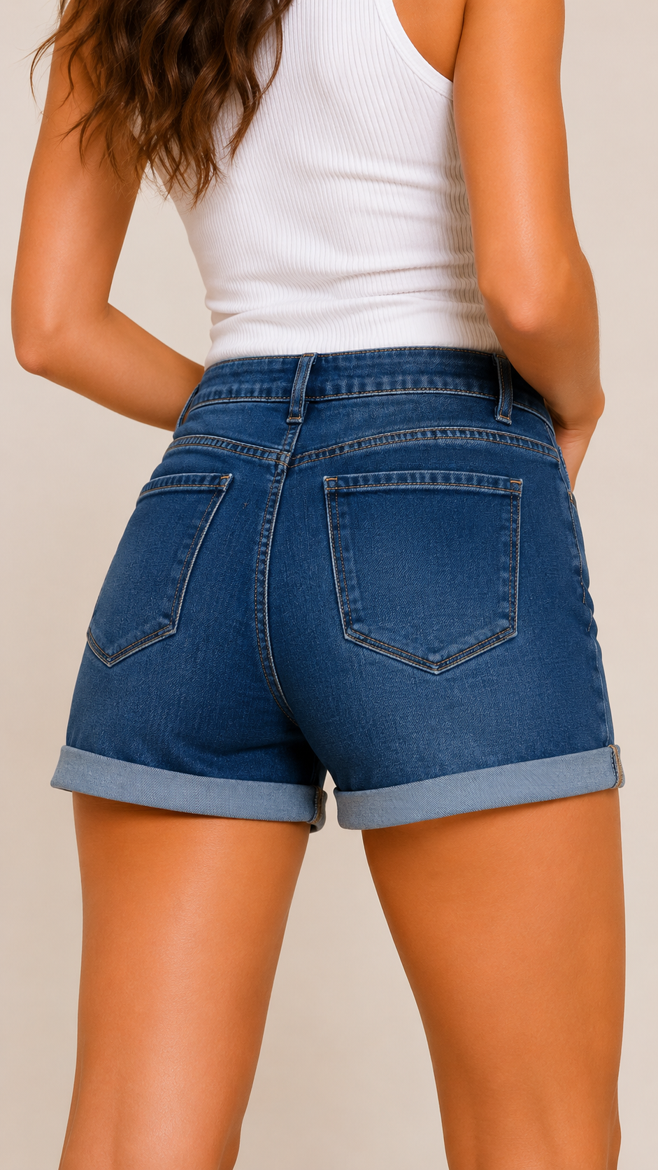High-Rise Stretch Denim Shorts