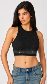 Rhinestone Seamless Crop Top