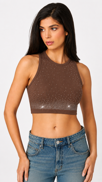 Rhinestone Seamless Crop Top