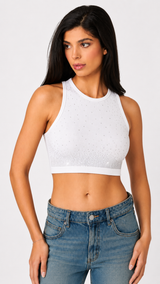 Rhinestone Seamless Crop Top