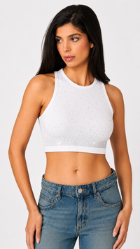 Rhinestone Seamless Crop Top