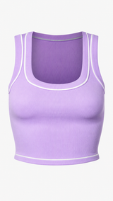 Contrast Stitch Ribbed Crop Tank