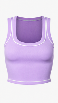 Contrast Stitch Ribbed Crop Tank