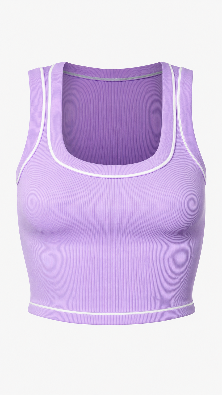 Contrast Stitch Ribbed Crop Tank