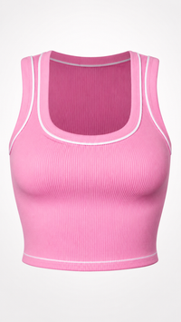 Contrast Stitch Ribbed Crop Tank