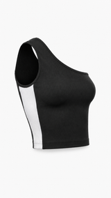 Ribbed One-Shoulder Crop Top