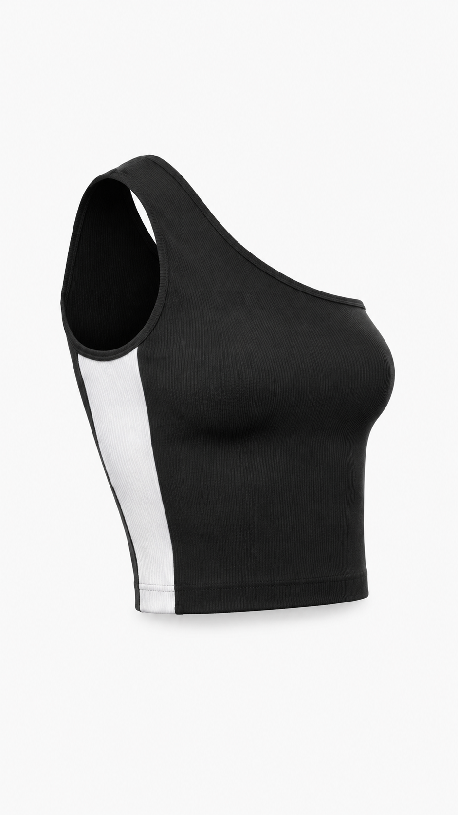 Ribbed One-Shoulder Crop Top