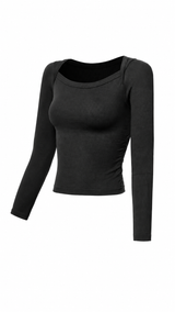 Ribbed Long Sleeve Scrunch Side Top