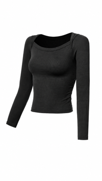 Ribbed Long Sleeve Scrunch Side Top