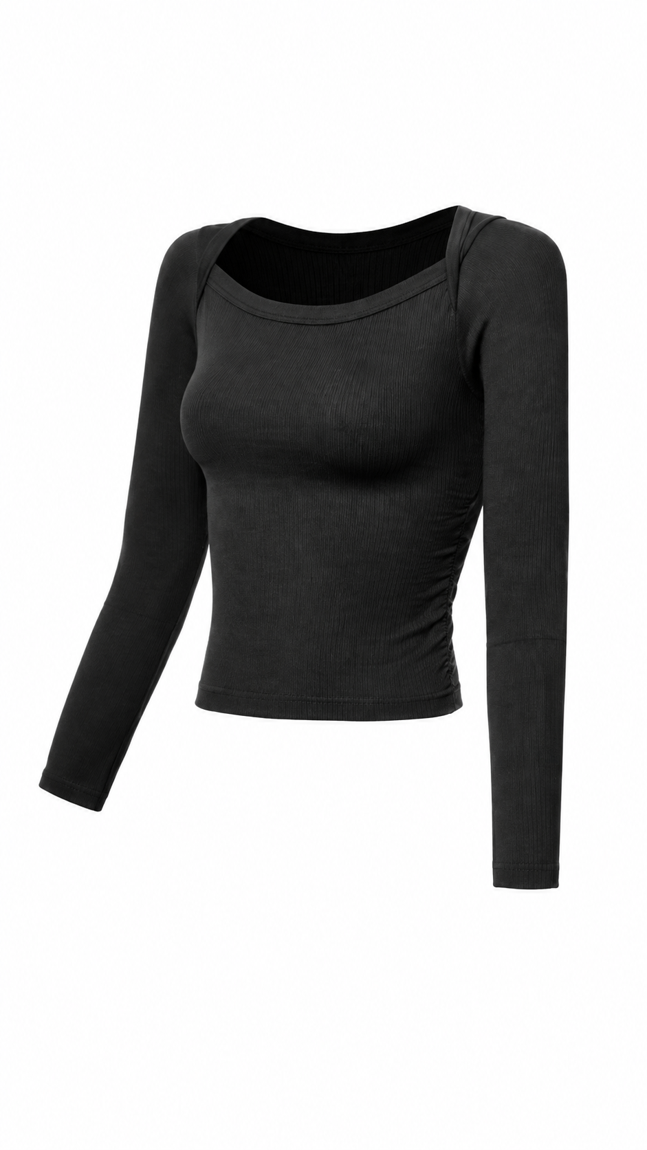 Ribbed Long Sleeve Scrunch Side Top