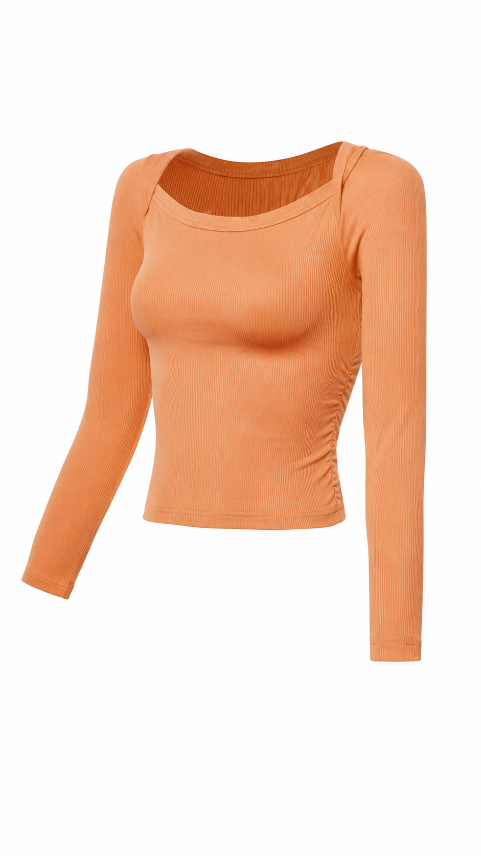 Ribbed Long Sleeve Scrunch Side Top