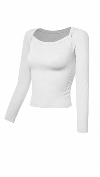 Ribbed Long Sleeve Scrunch Side Top