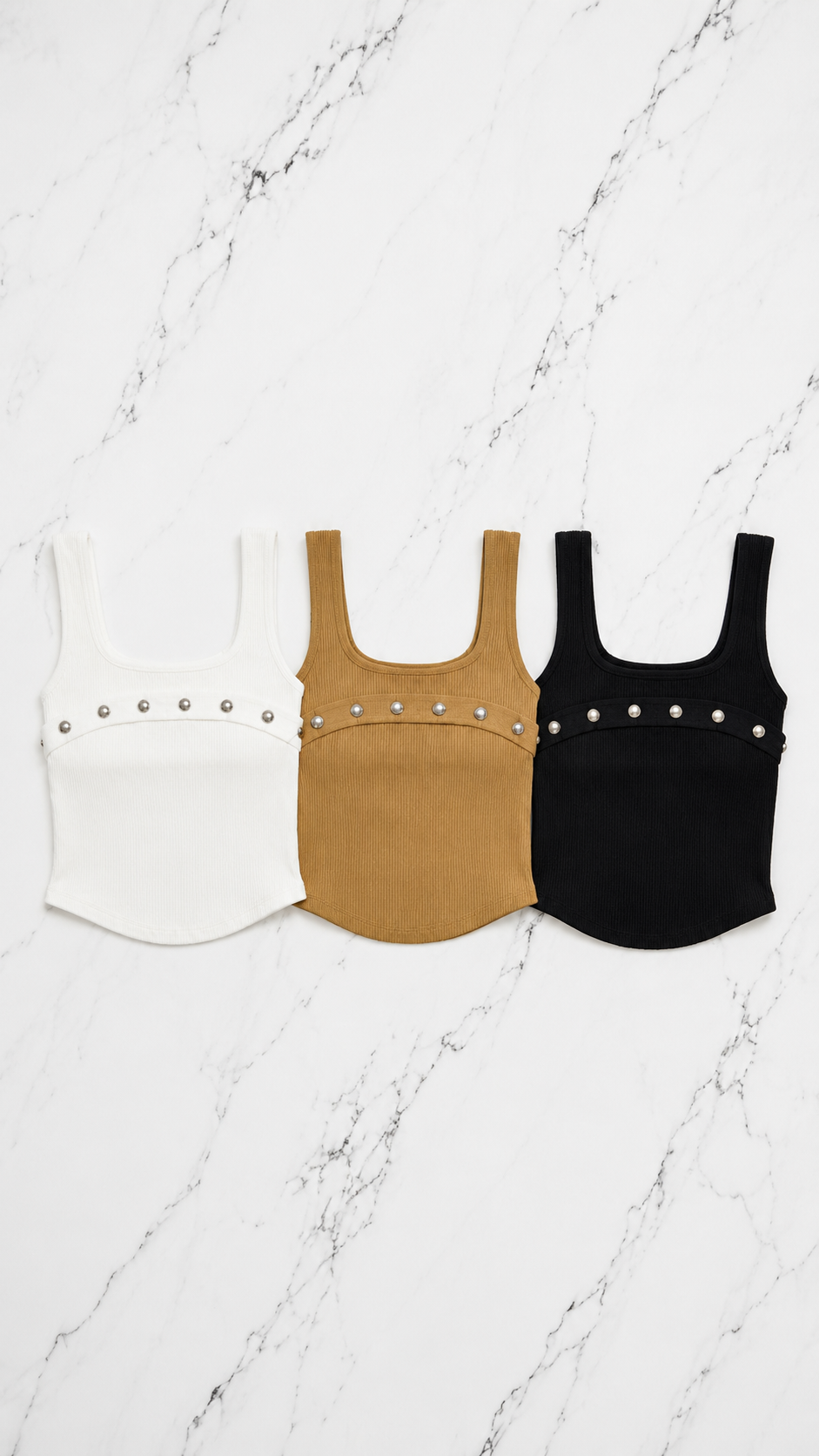 Ribbed Stud Detail Tank Top