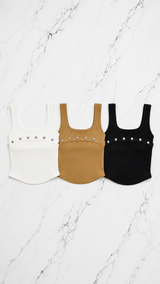 Ribbed Stud Detail Tank Top