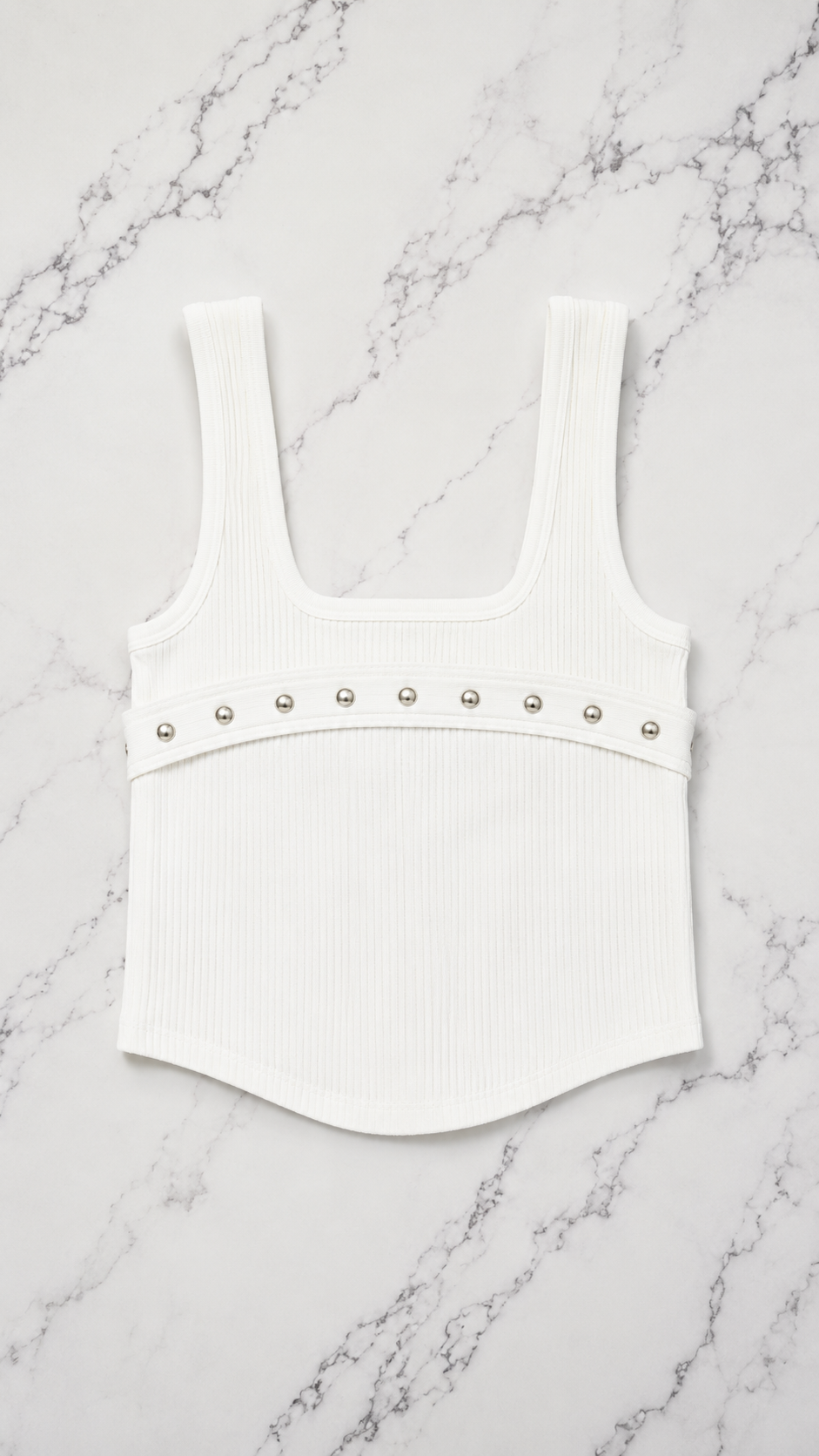 Ribbed Stud Detail Tank Top
