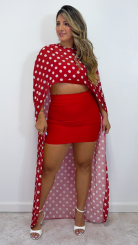 Cherry Polka Cape Set